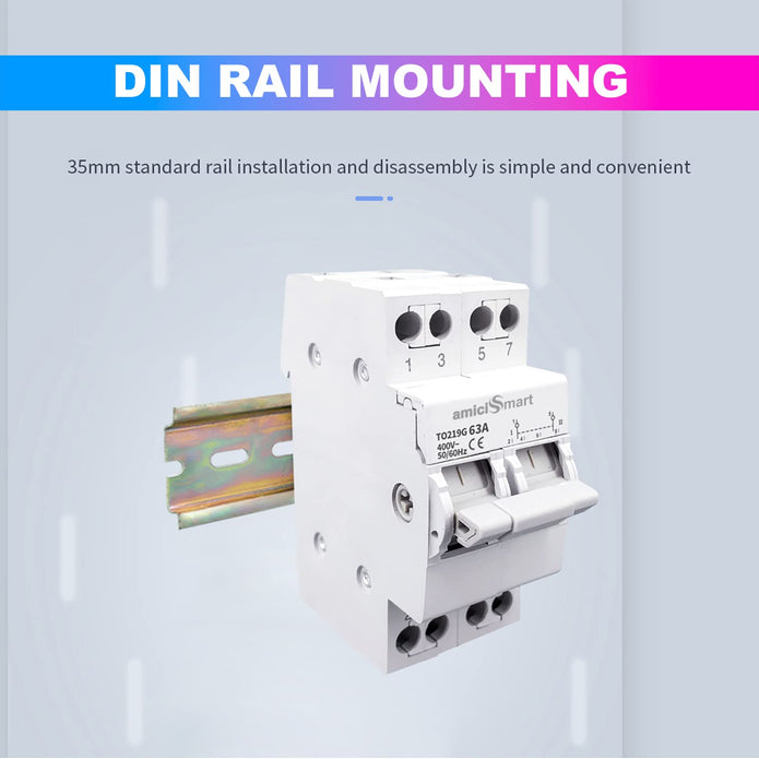63A Dual Power Manual Transfer Switch 400V, Single Phase Changeover Switch Power Source for Main & Backup Supply