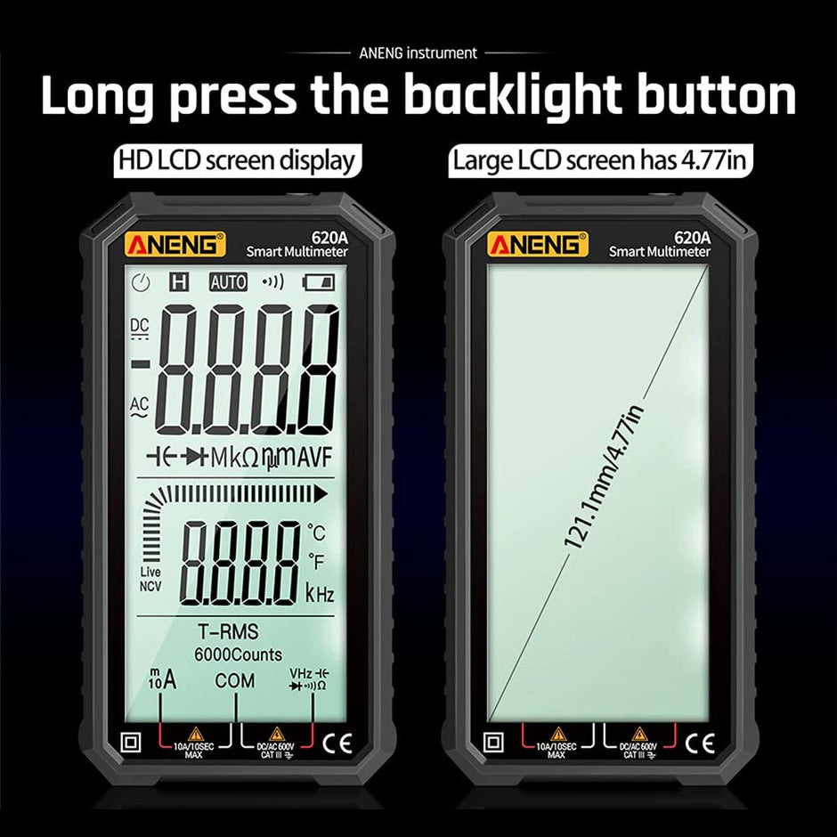 AC/DC Digital Multimeter 6000 TRMS, NCV, Voltage/Current, Resistance, Frequency, 2xAAA amiciKart c0tmiz-hs.myshopify.com