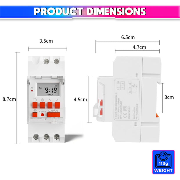 Astronomical Timer Switch with Automatic Sunrise & Sunset Calculation by Latitude & Longitude & Manual 16 Programmable Settings(220VAC,30A) amiciKart