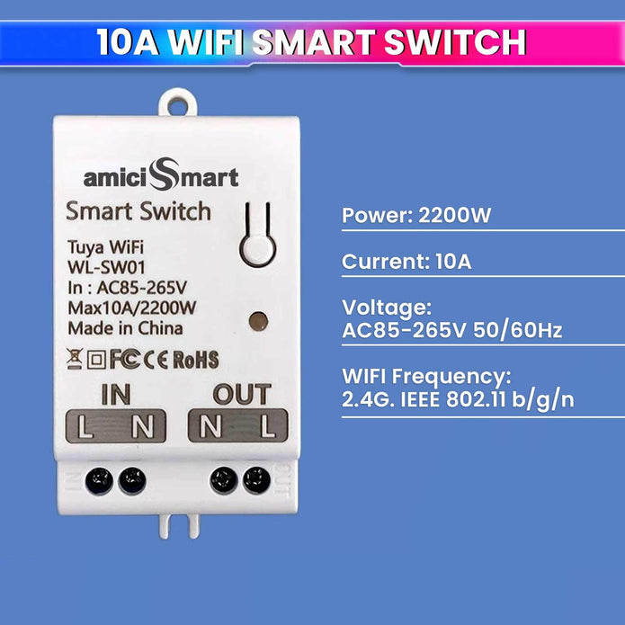 Smart Switch for Home Automation, Timer Switch Compatible with Alexa, Google Assistant Works with SmartLife App for Mobile Control