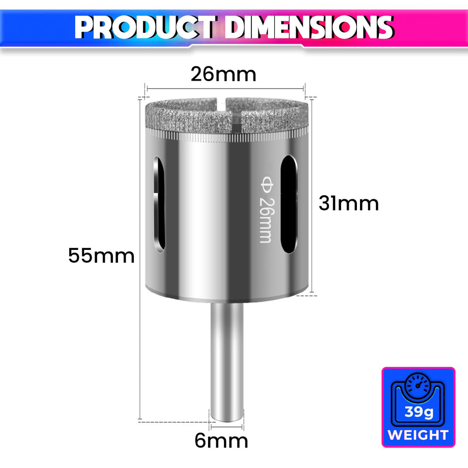 Glass Hole Saw Diamond Coated Drill Bit for Tile Marble Rock Ceramic Porcelain amiciKart