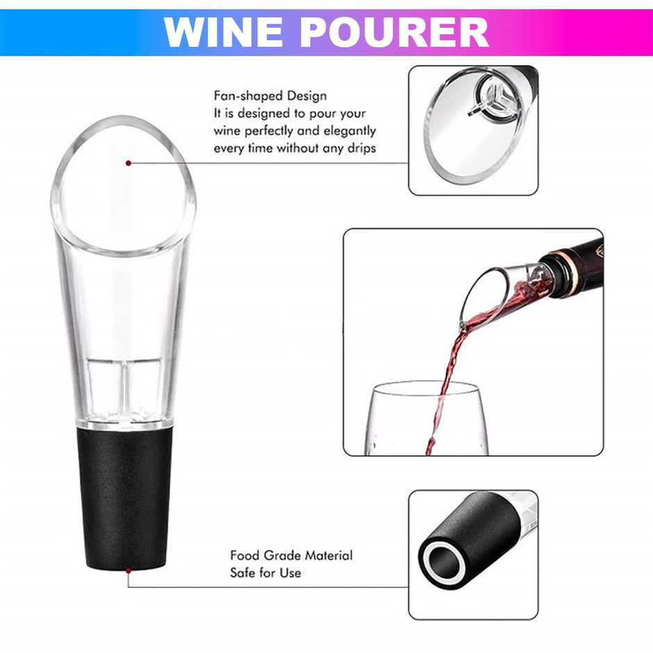 Wine Bottle Opener, Air Pressure Cork Opener with Foil Cutter, Wine Pourer and Vacuum Bottle Sealer