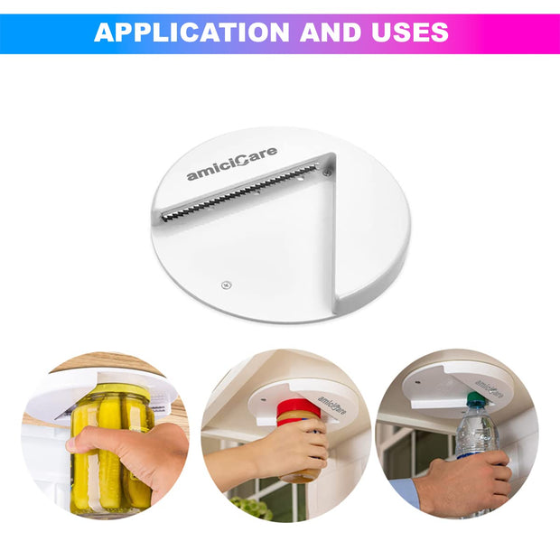 amiciCare Universal Jar Opener, Under Cabinet -One Handed Bottle Cap Opener