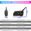 Ejeas V7 Bluetooth Motorcycle Helmet Intercom with Noise Reduction and Voice Assistant amiciKart