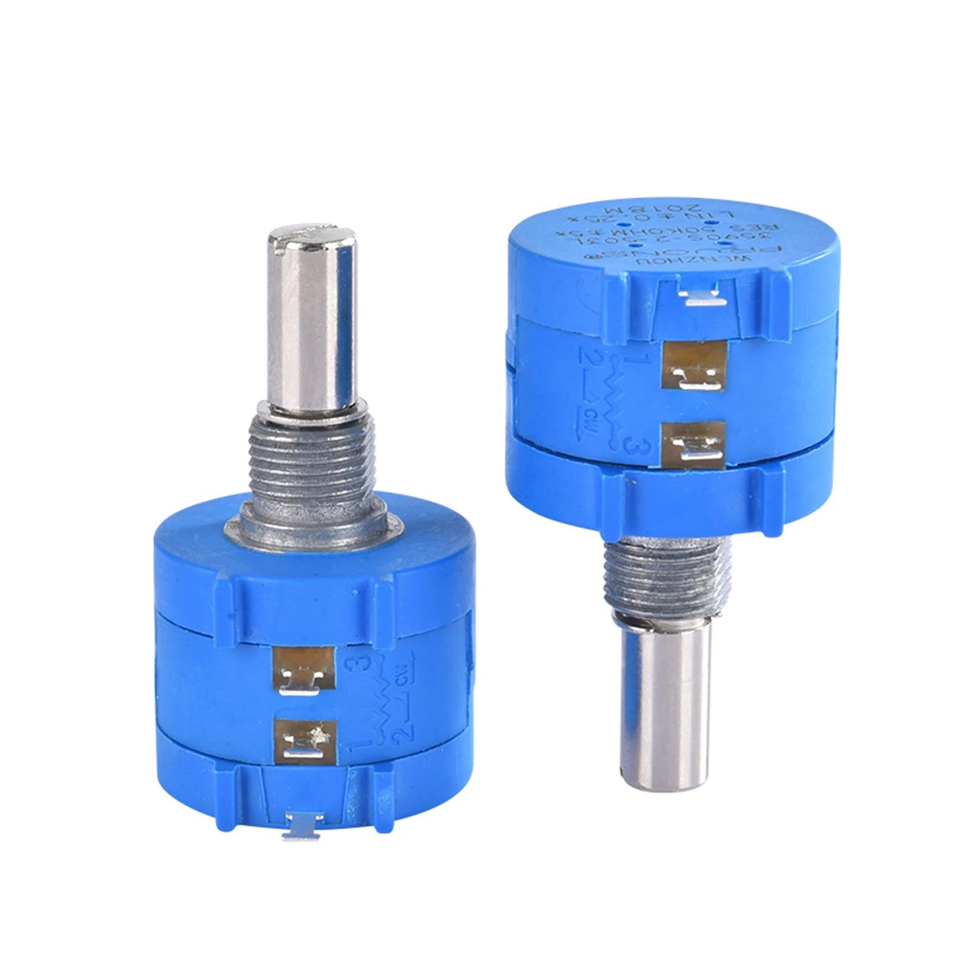 20K Ohm Precision 10-Turn Multiturn Potentiometer ±5% Tolerance, ±50ppm/°C Stability, Long-Life Metal Shaft Variable Resistor