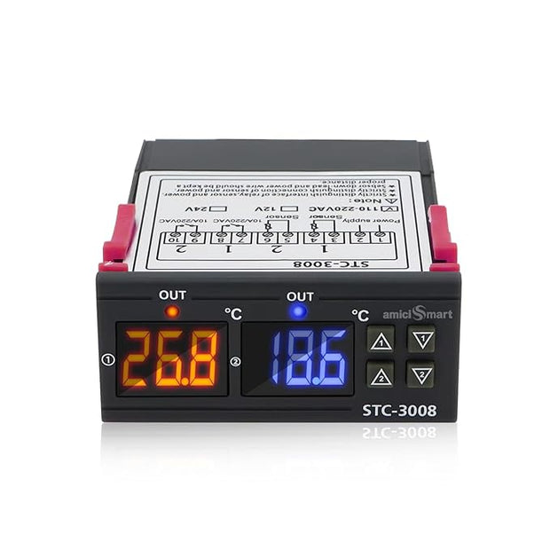 Digital Temperature Controller Thermostat with Relay Outputs for Heating & Cooling Control