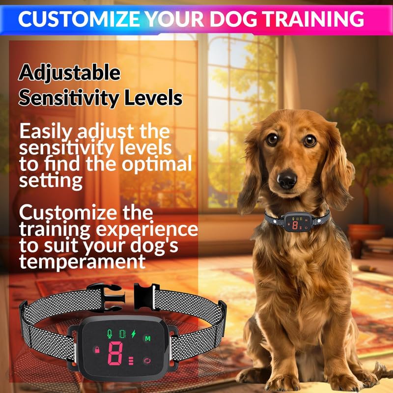 Automatic Anti-Barking Dog Collar, Rechargeable Dog Training Collar with 3 Modes