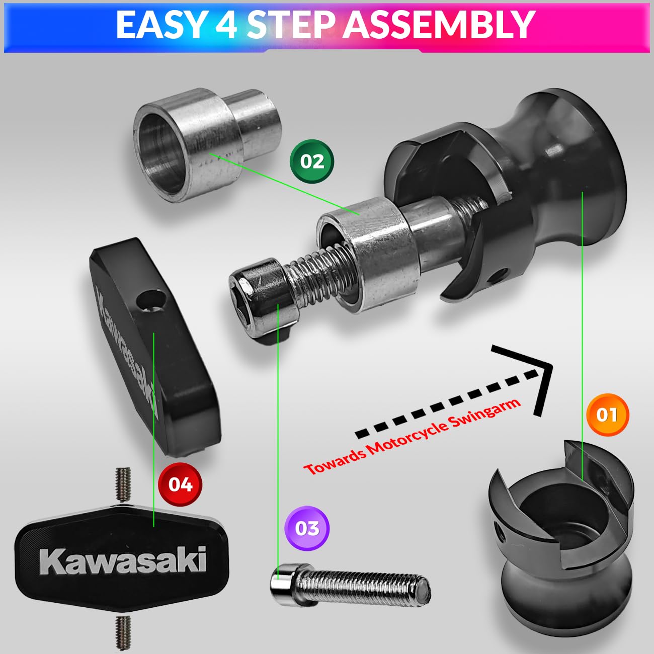 8MM Motorcycle CNC Swingarm Spool Sliders for Kawasaki Ninja amiciKart c0tmiz-hs.myshopify.com