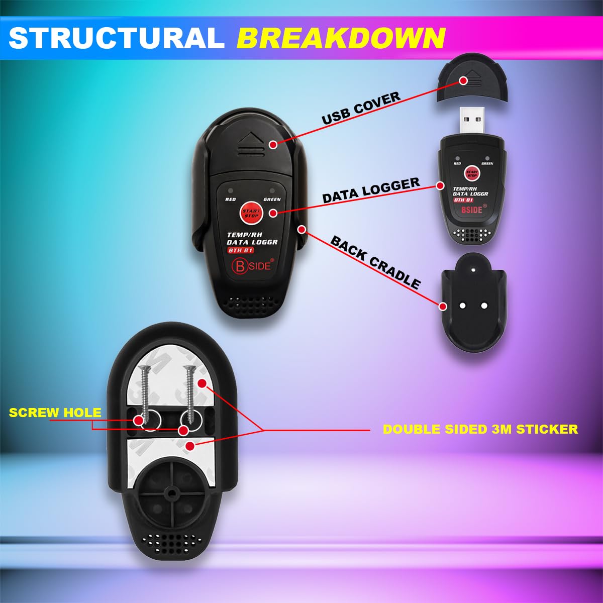 USB Temperature & Humidity Logger – Real-Time Monitor for High Accuracy Sensor & Data Export Feature amiciKart