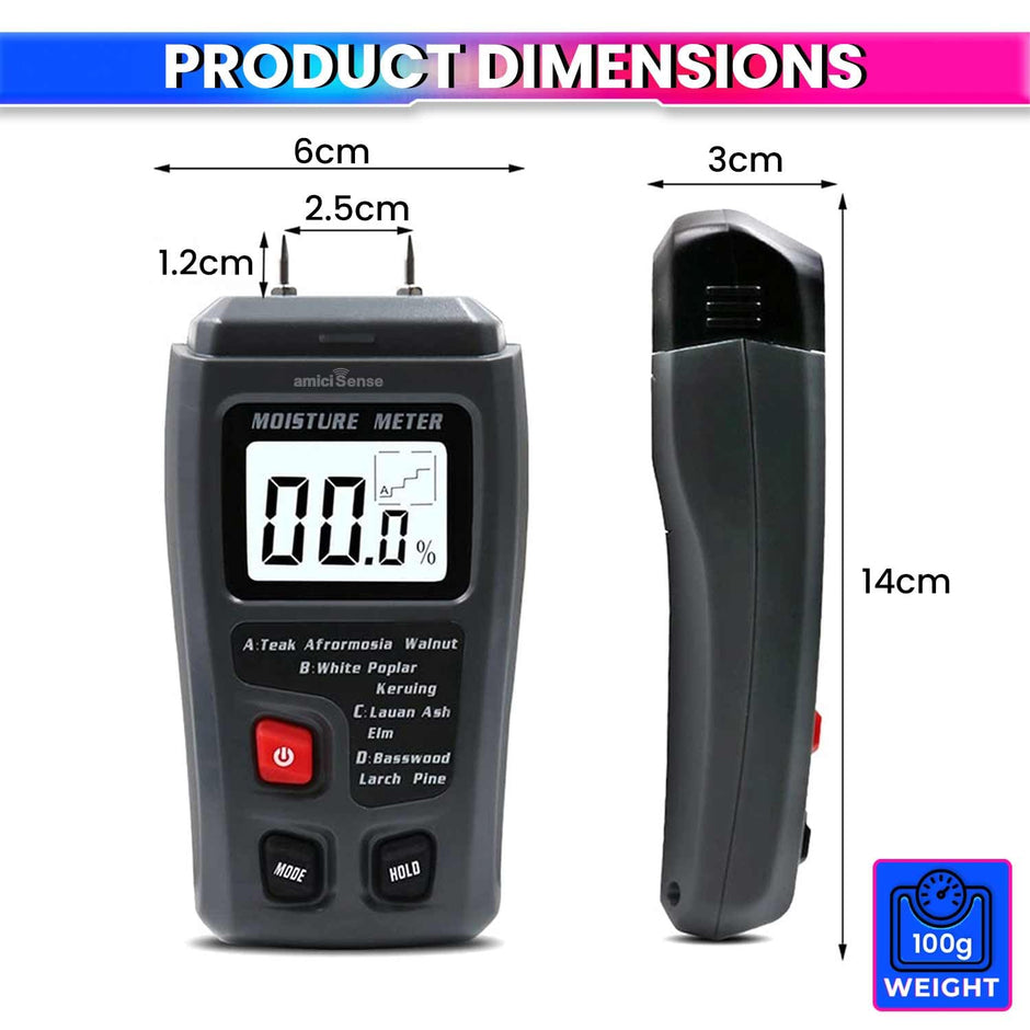 Wood Moisture Meter Digital Humidity Tester for Wood, Cement Motor, Wall, Firewood, Paper, etc