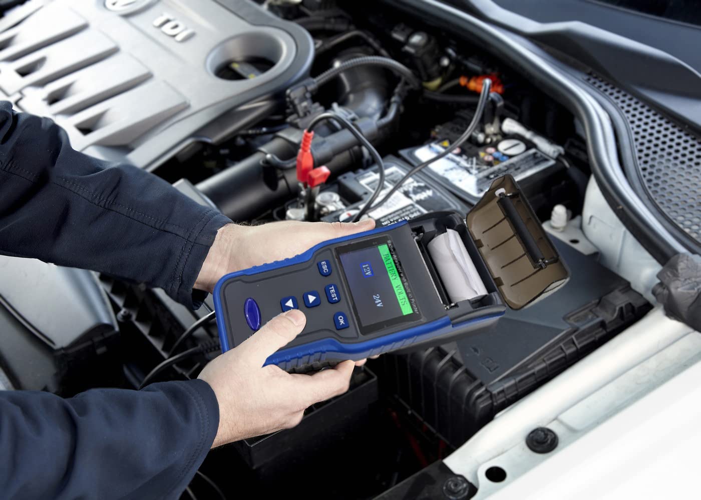 Car Battery Analyzer, 100~2000 CCA Battery Auto Cranking and Charging State Tester, 12/24V Battery Health Test amiciKart