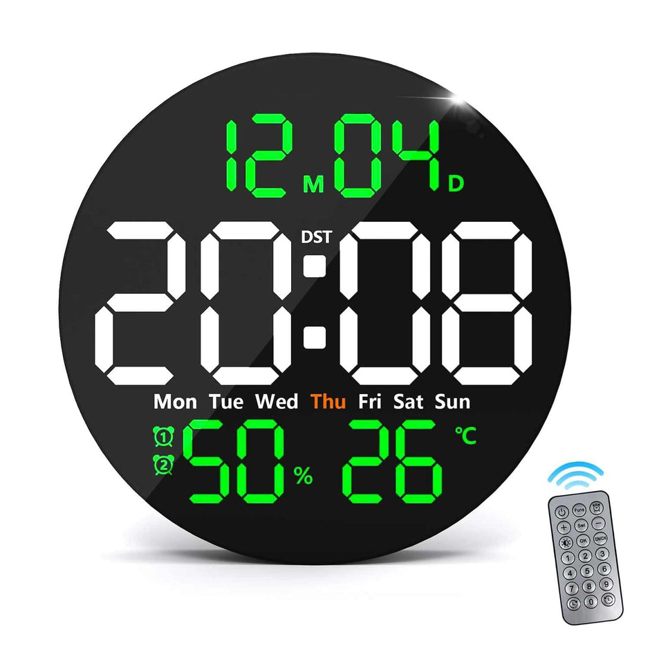 10 inch LED Digital Wall Clock –Remote Controlled, Time,Temperature,Humidity, Date & Timer amiciKart