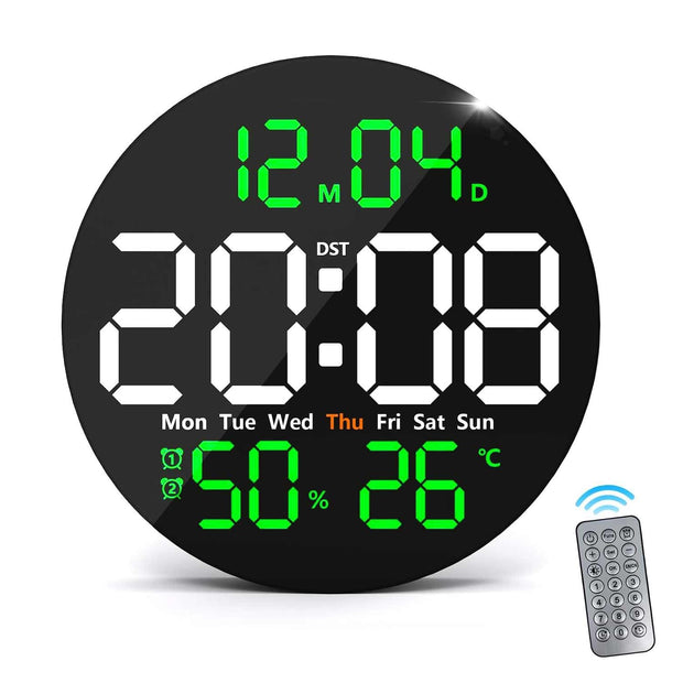 10 inch LED Digital Wall Clock –Remote Controlled, Time,Temperature,Humidity, Date & Timer amiciKart
