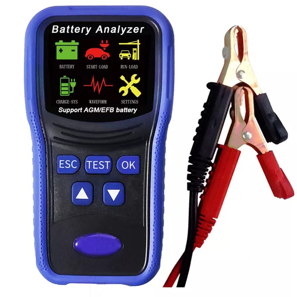 Car Battery Analyzer, 100~2000 CCA Battery Auto Cranking and Charging State Tester, 12/24V Battery Health Test amiciKart
