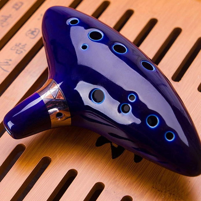 12 Hole Ocarina Alto C Key Ceramic Flute Folk Musical Instrument with Neck Strap, Carry Bag & Music Score
