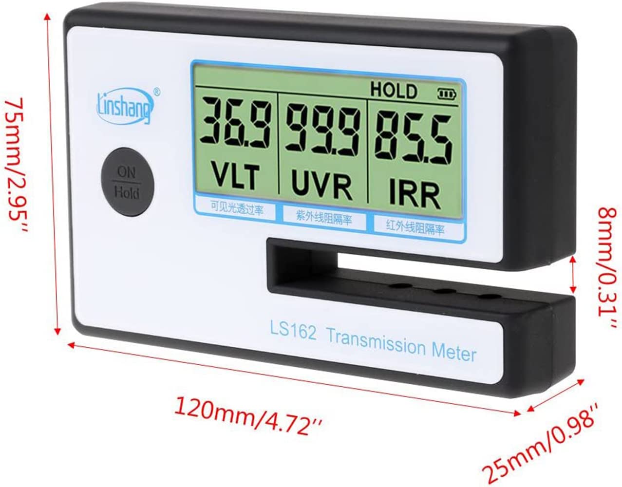 Light Transmission Meter, 8mm Glass Tint Tester with VLT, UVR & IRR, 4×AAA Batteries Included amiciKart c0tmiz-hs.myshopify.com