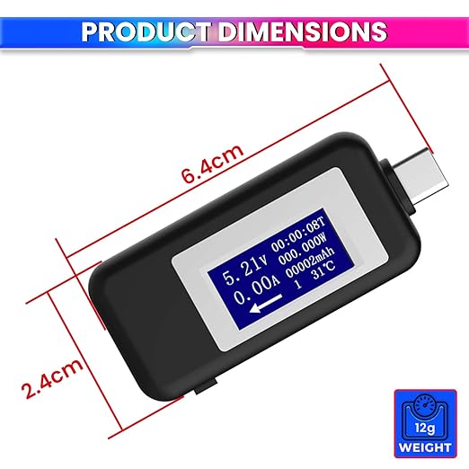 6-in-1 & 10-in-1 Digital USB-C Tester – Voltage, Current, Power, Capacity, Time & Temperature Monitor