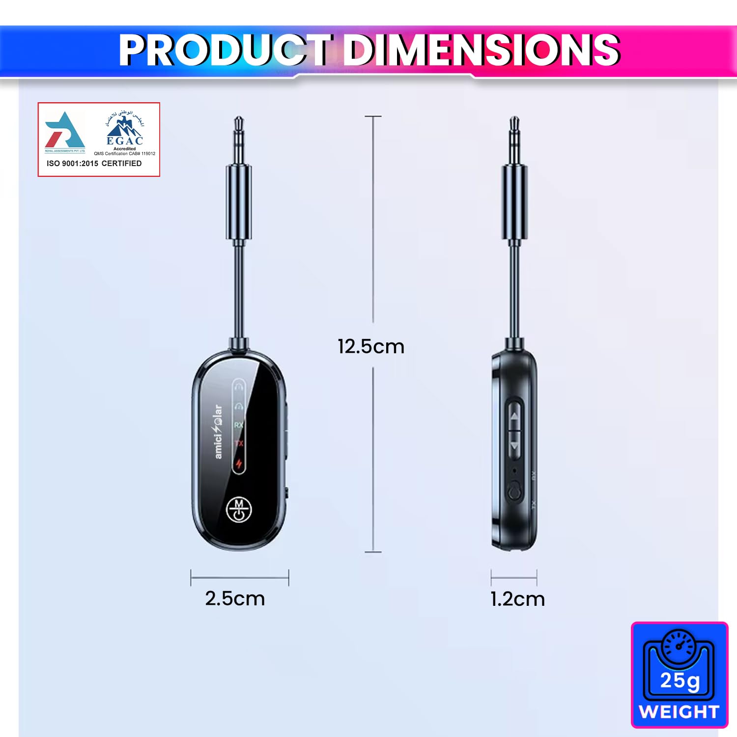 Bluetooth 5.4 TX/RX Adapter with Dual Connection Support, Wireless Audio Transmitter & Receiver