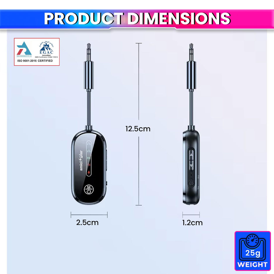 Bluetooth 5.4 TX/RX Adapter with Dual Connection Support, Wireless Audio Transmitter & Receiver