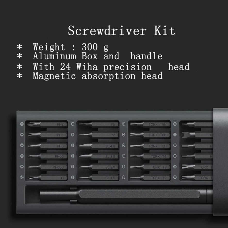 24 in 1 Precision Screwdriver Set S2 Steel Multi-Purpose Magnetic Bits with Smart Case