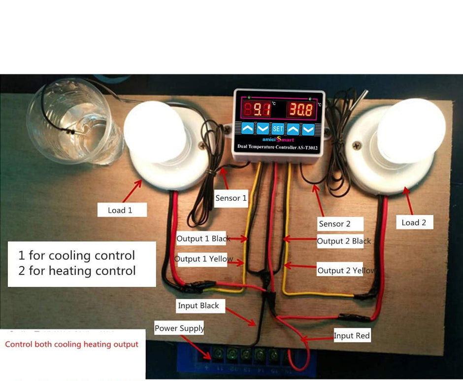 AC 220V Dual Probe Digital Thermostat Temperature Controller with LED Display amiciKart c0tmiz-hs.myshopify.com