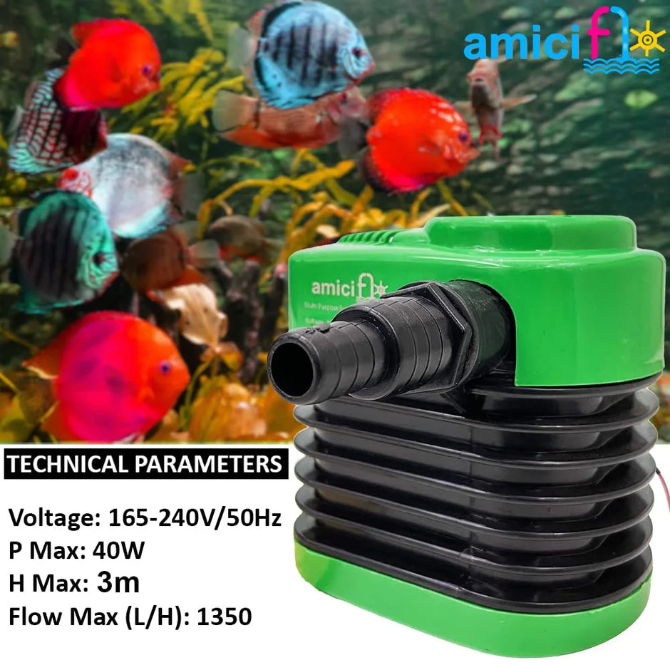 40W Submersible Water Pump, 3M Lift 1350L/H Flow Rate Pump for Cooler Aquarium Fountain