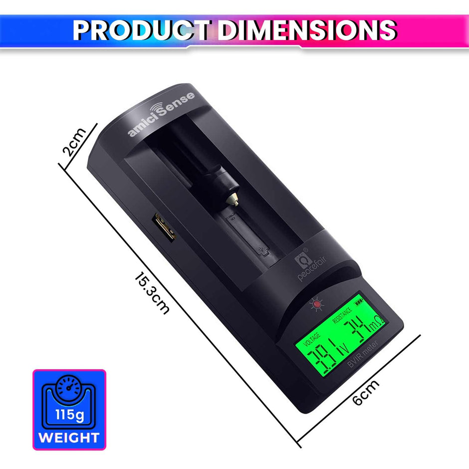 BVIR Battery Tester 0–999mΩ with LCD, for Lead-Acid & Lithium Battery Voltage/Resistance Check