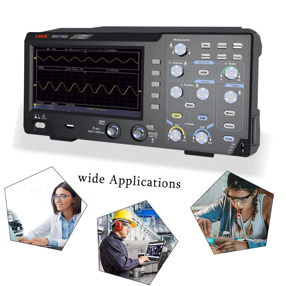 2 Channel Oscilloscope 110MHz Bandwidth 1GS Sampling Rate 7