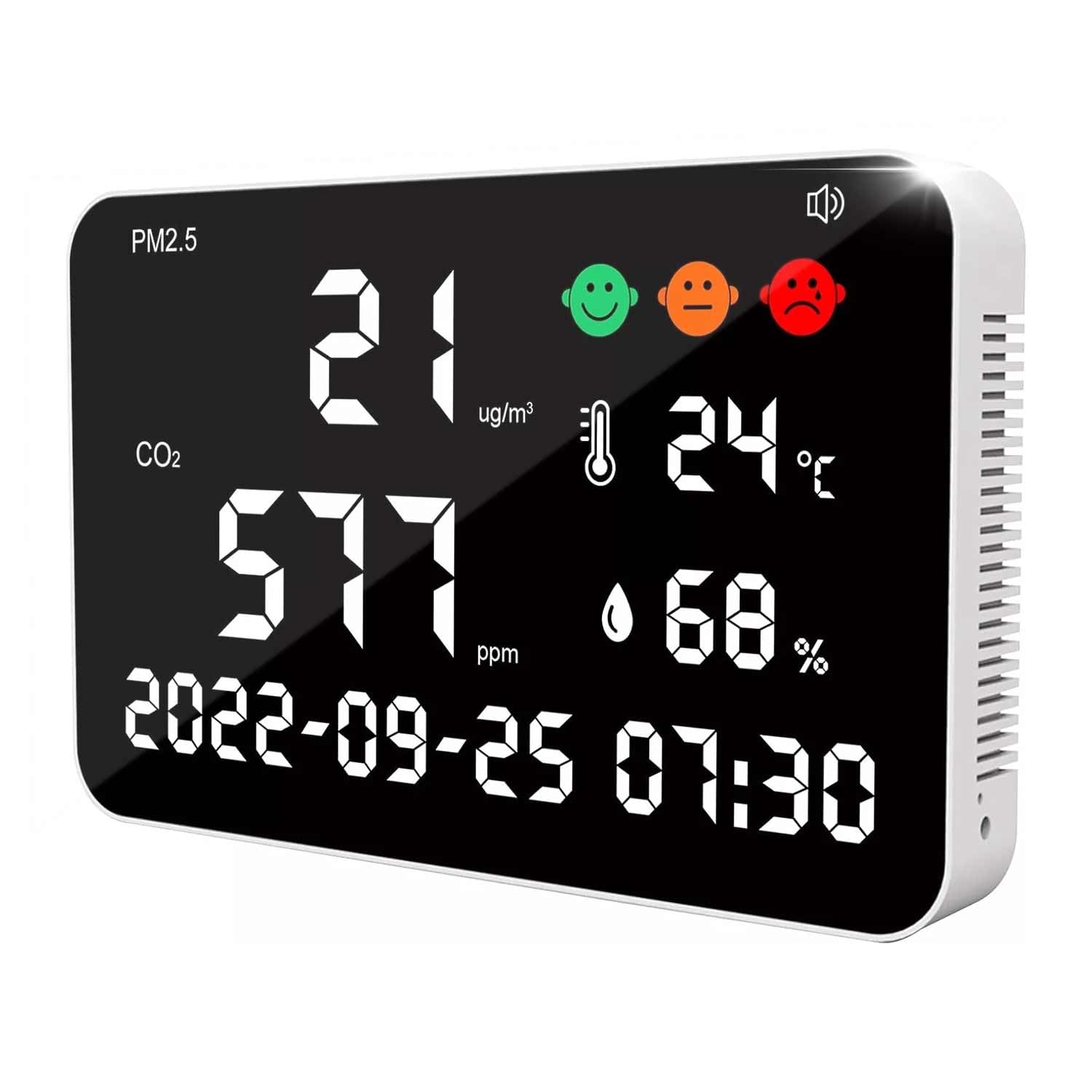 amiciSense 6-in-1 Wall Mount Air Quality Monitor – PM2.5, CO2, Temperature, Humidity, Time & Date | 16