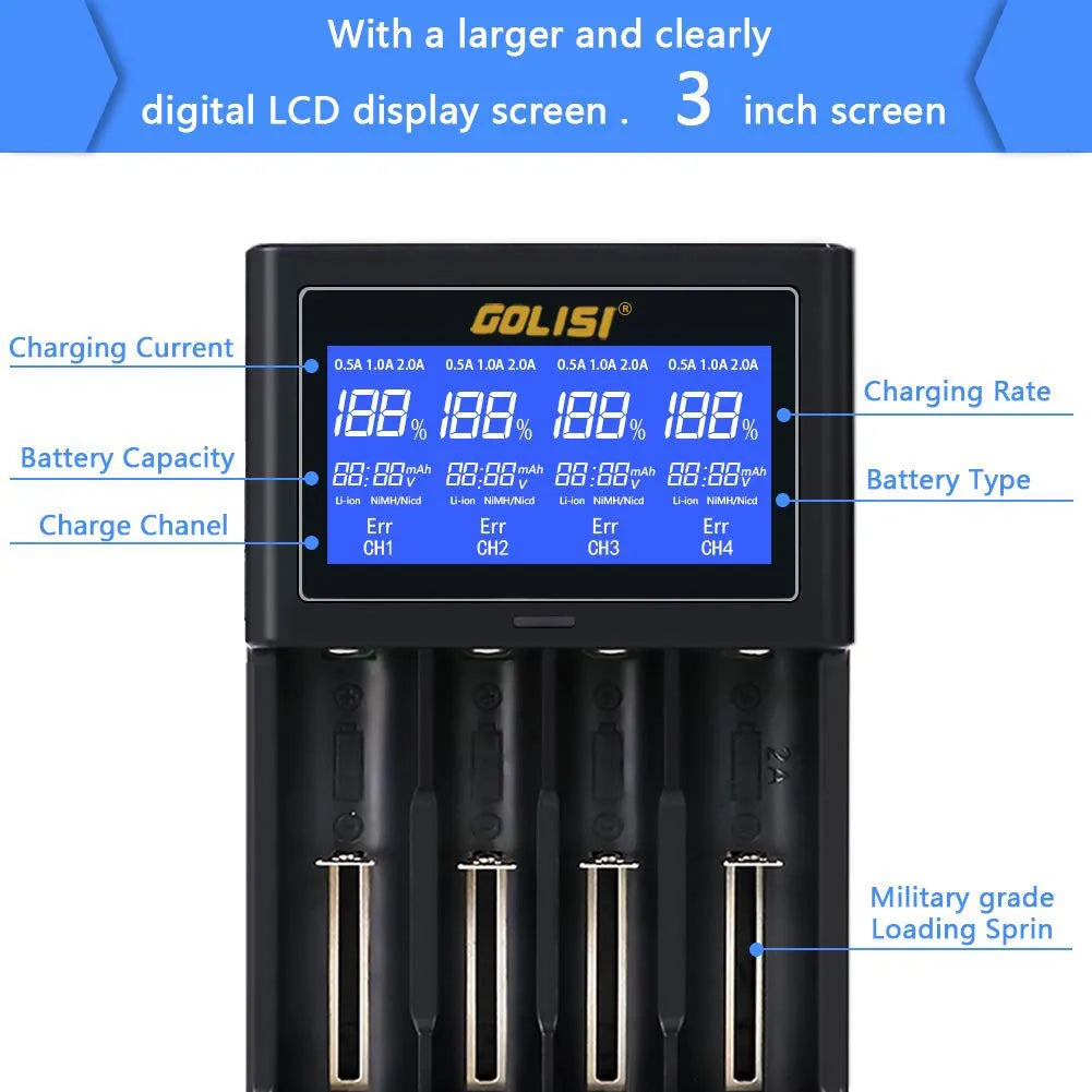 2.0A Smart Battery Charger with LCD Display and Auto Detecting Battery amiciKart  c0tmiz-hs.myshopify.com
