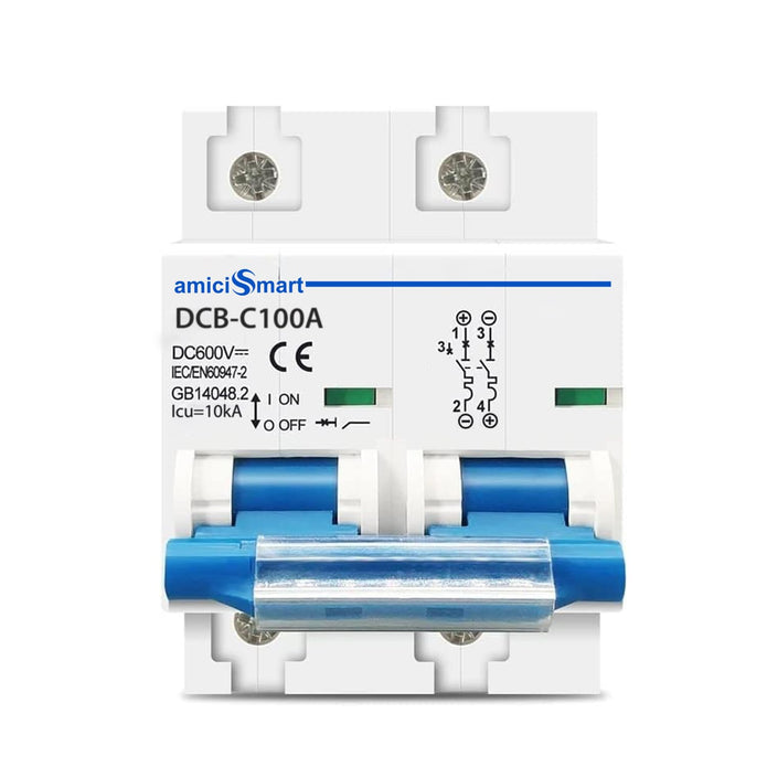 600V 100A DC Circuit Breaker for Solar Panel System, Overload & Short-Circuit Protection, DIN Rail
