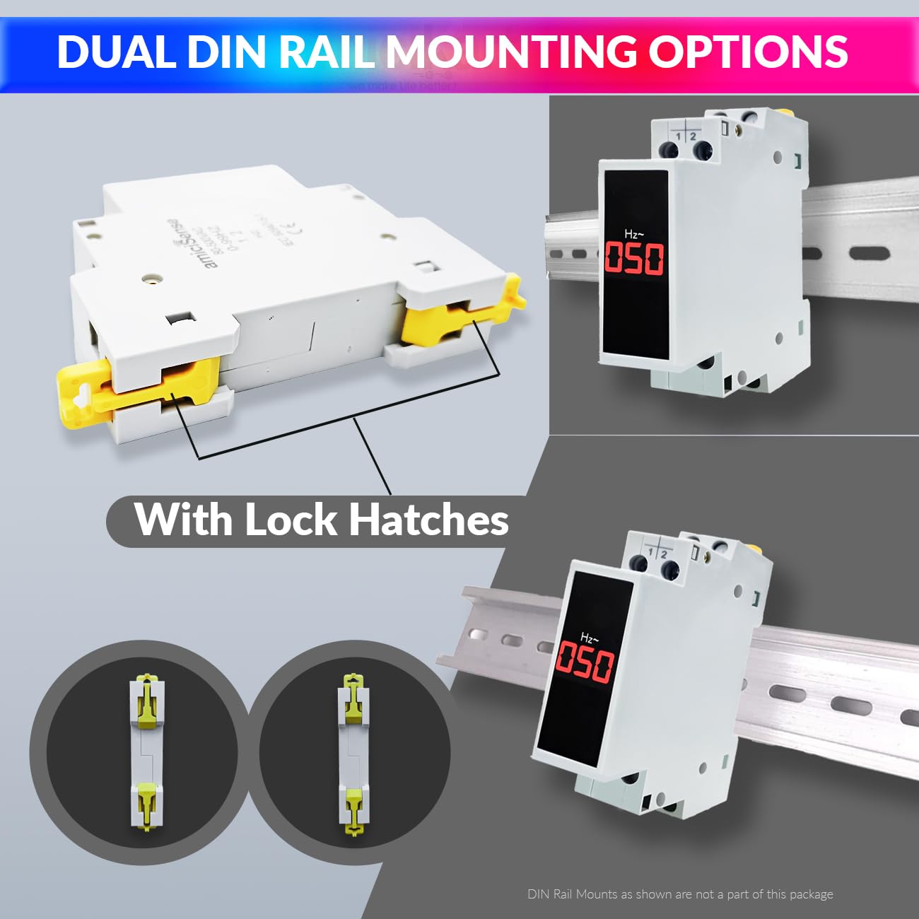 Ac 80~500V  Mini Current Tester With Led Display 35Mm Din Rail Mounted