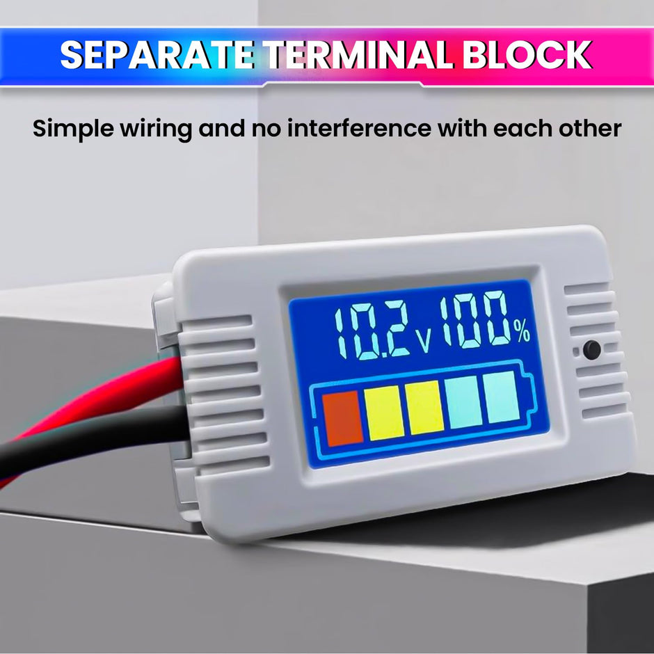 0-100V DC Battery Capacity Indicator Voltmeter with Color LCD Display