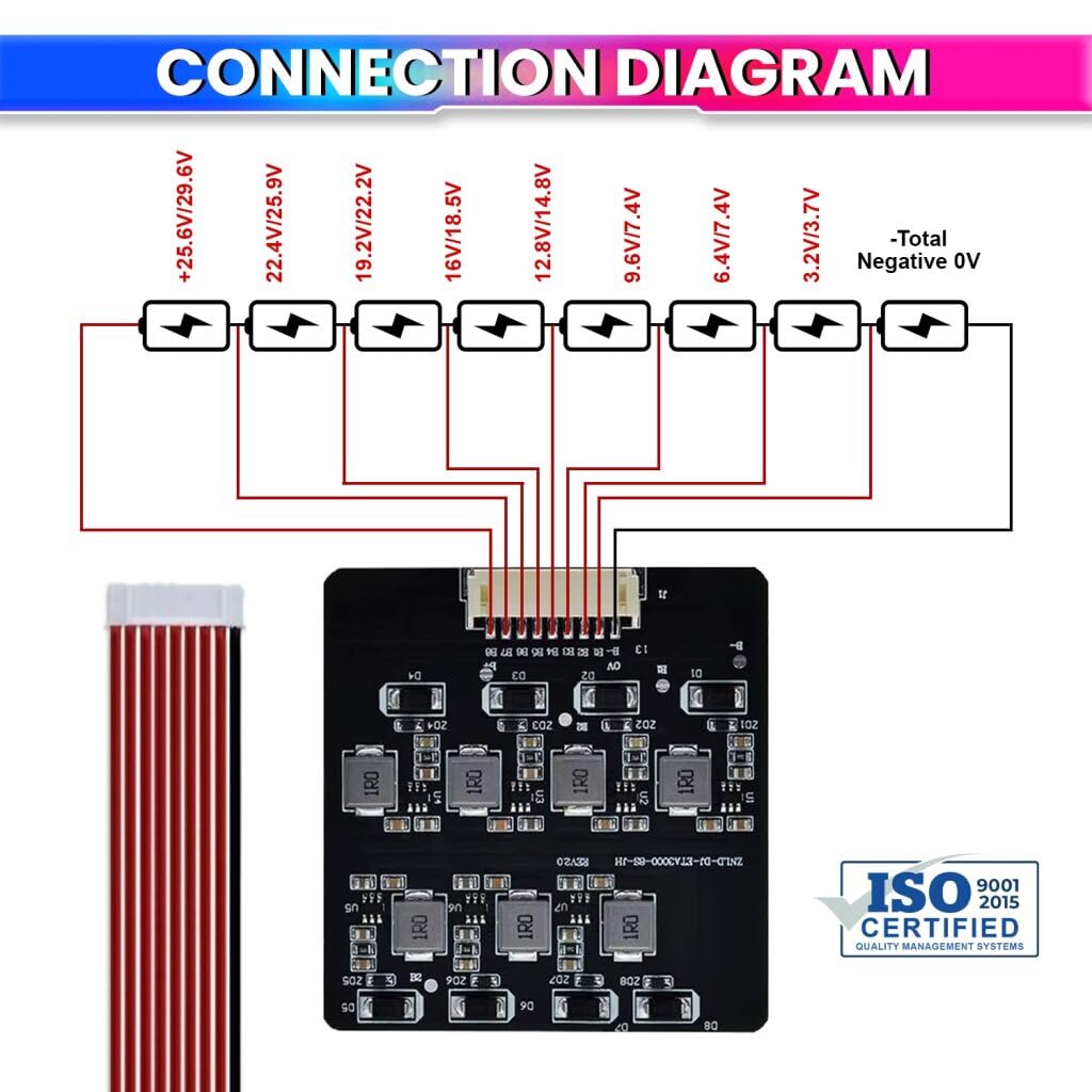 8S Active Balancer Inductive Board for High Precision Smart Cell Voltage Equalizer LiFePO4 Lithium-ion LTO Battery Packs (1.2A) amiciKart
