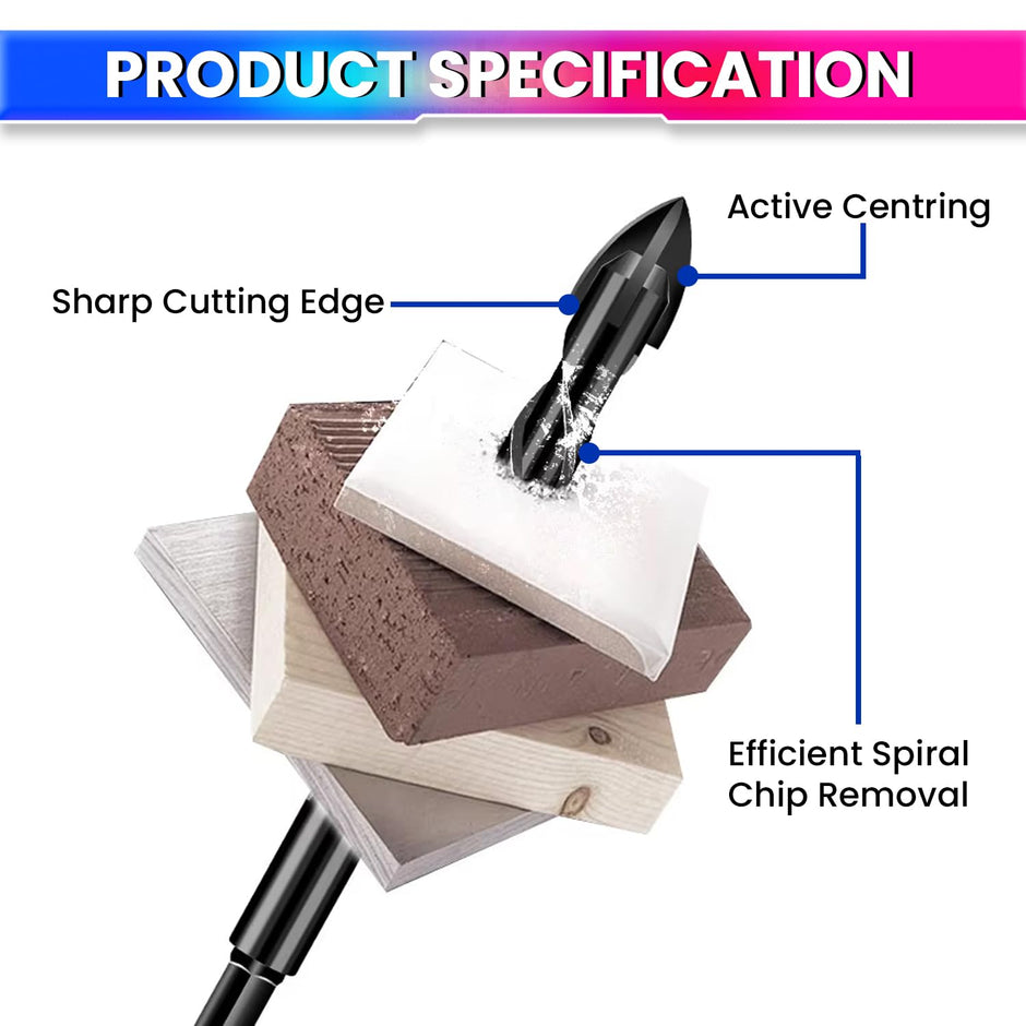 amiciTools 4-12MM Masonry Hex Tile Drill Bits Set – Hard Alloy Triangle Bit Kit for Glass, Ceramic, Concrete, Brick & More – Pack of 5