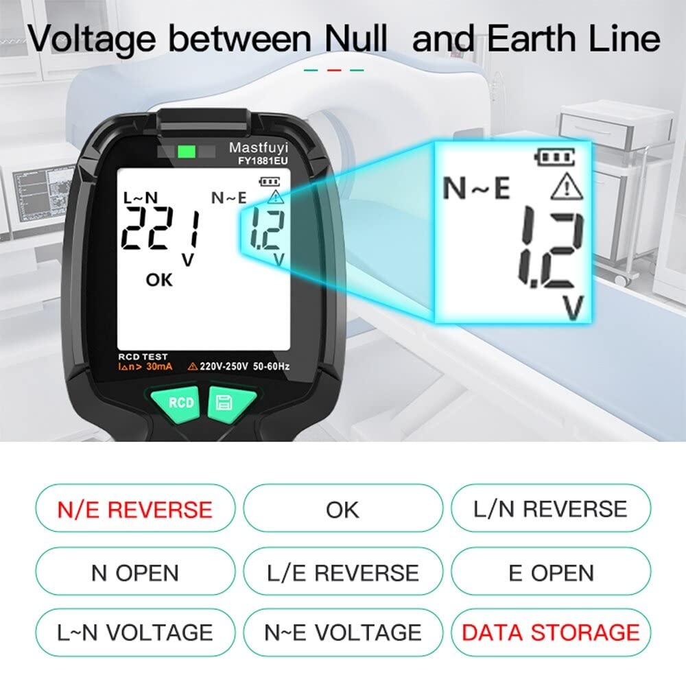 230VAC Voltage Detector Circuit Analyzer With Rcd Test,Backlit, Lcd Display And 2Xcr2032 Battery amiciKart