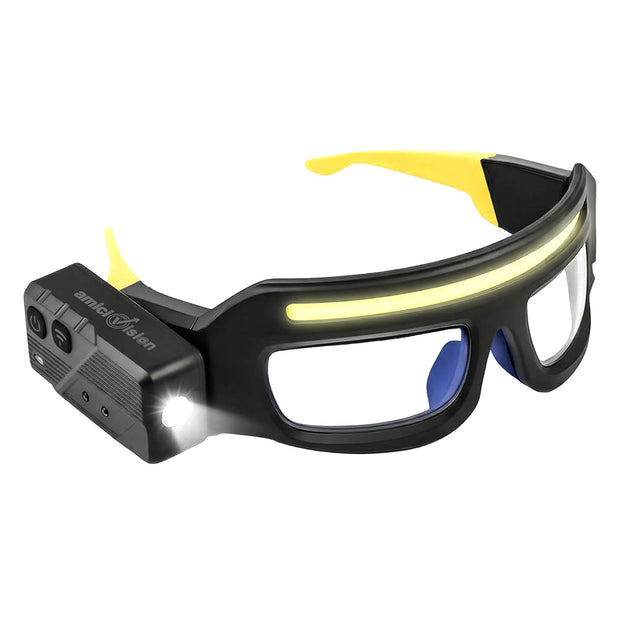 LED Safety Glasses with Dual Light (COB + Spotlight) | Motion Sensor Hands-Free Work Goggles