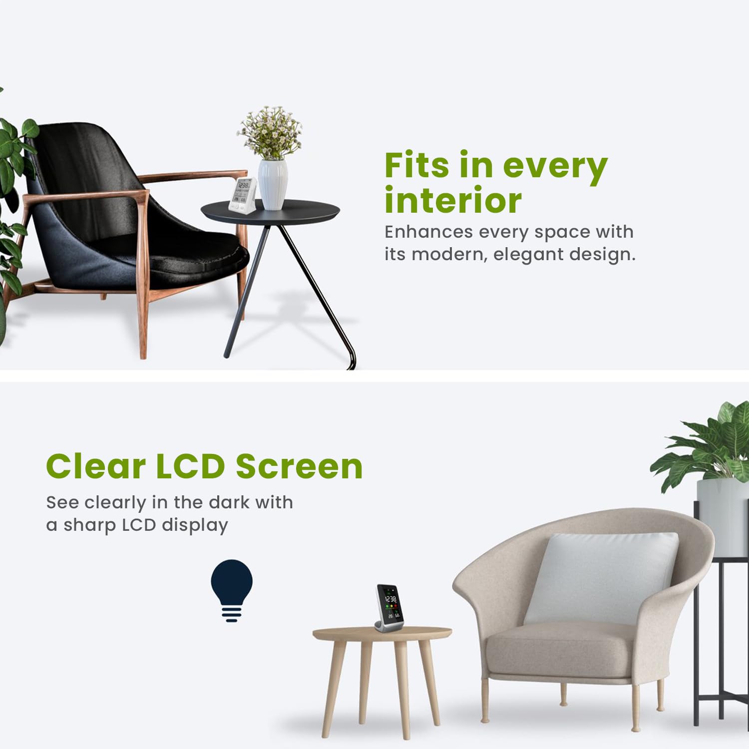 CO₂ Meter – Air Quality Monitor with Temperature & Humidity Display with Wi-Fi App Control amiciKart