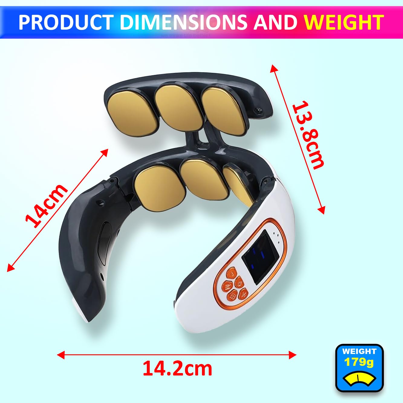 Electric Pulse Neck Massager with 6 Heads, Electrode Pad, Heat Therapy, 4 Massage Modes amiciKart c0tmiz-hs.myshopify.com