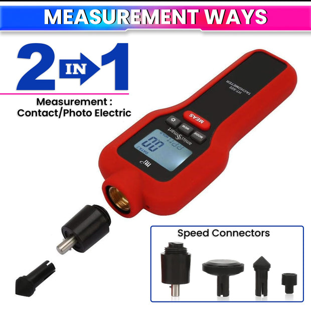 2-in-1 Digital Laser Tachometer RPM Meter, Handheld with 9V Battery (Up to 99,999 RPM)
