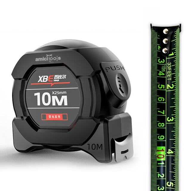 10m Dual-Unit Measuring Tape in cm & Feet with Auto-Lock & Smooth Retraction Heavy Duty ABS Case with Belt Clip