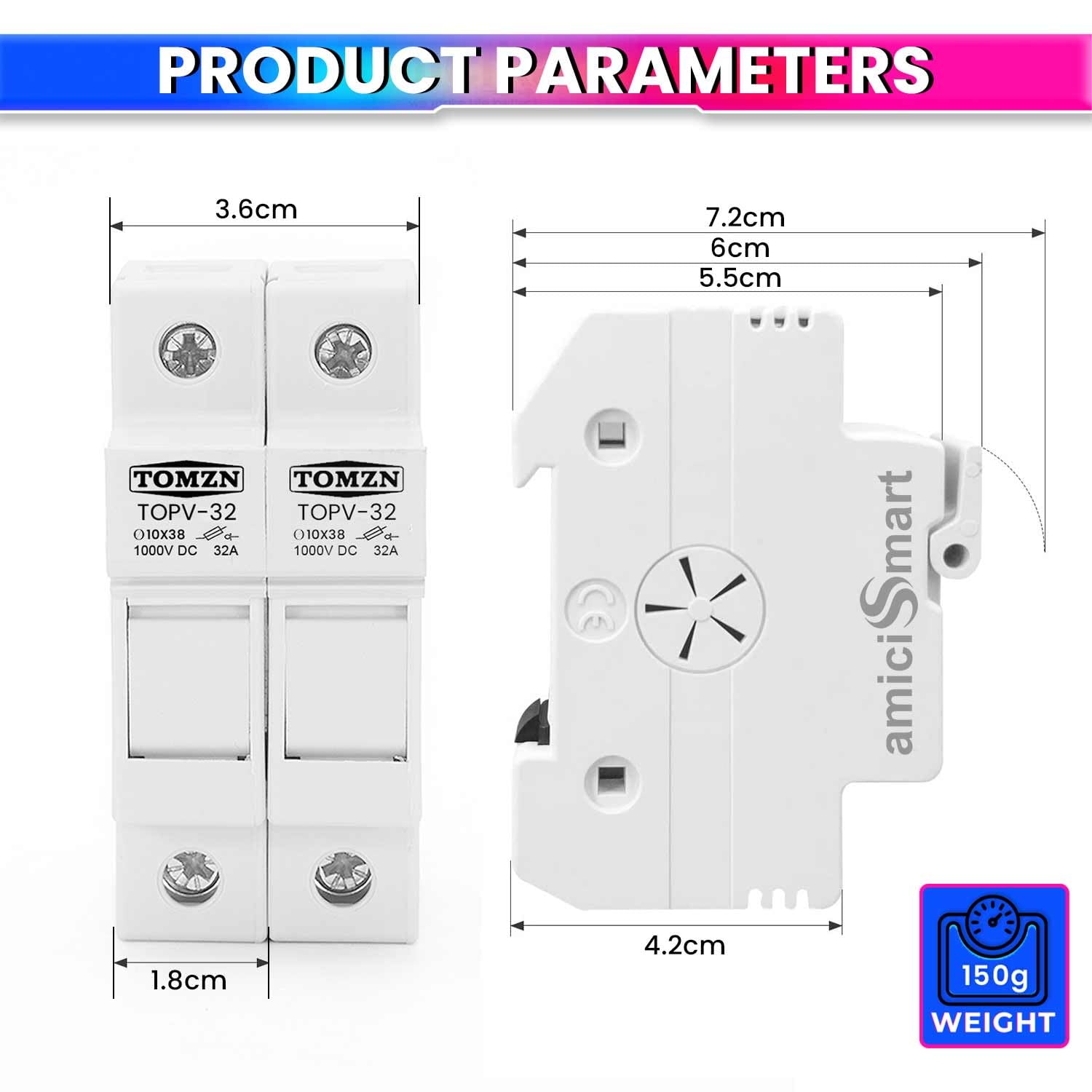 PV Fuse for Solar System Protection DC 1000V (2Pole 10A),(2Pole 20A),(2Pole 30A)