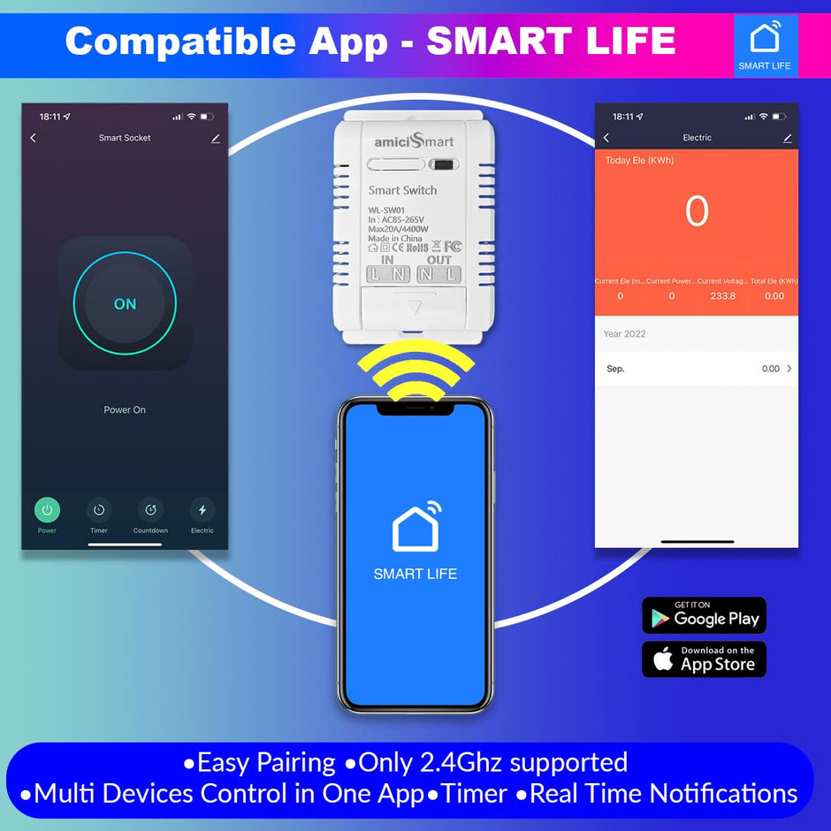 20A WiFi Smart Timer Switch | 4400W Load | Works with Alexa, Google & SmartLife App amiciKart c0tmiz-hs.myshopify.com