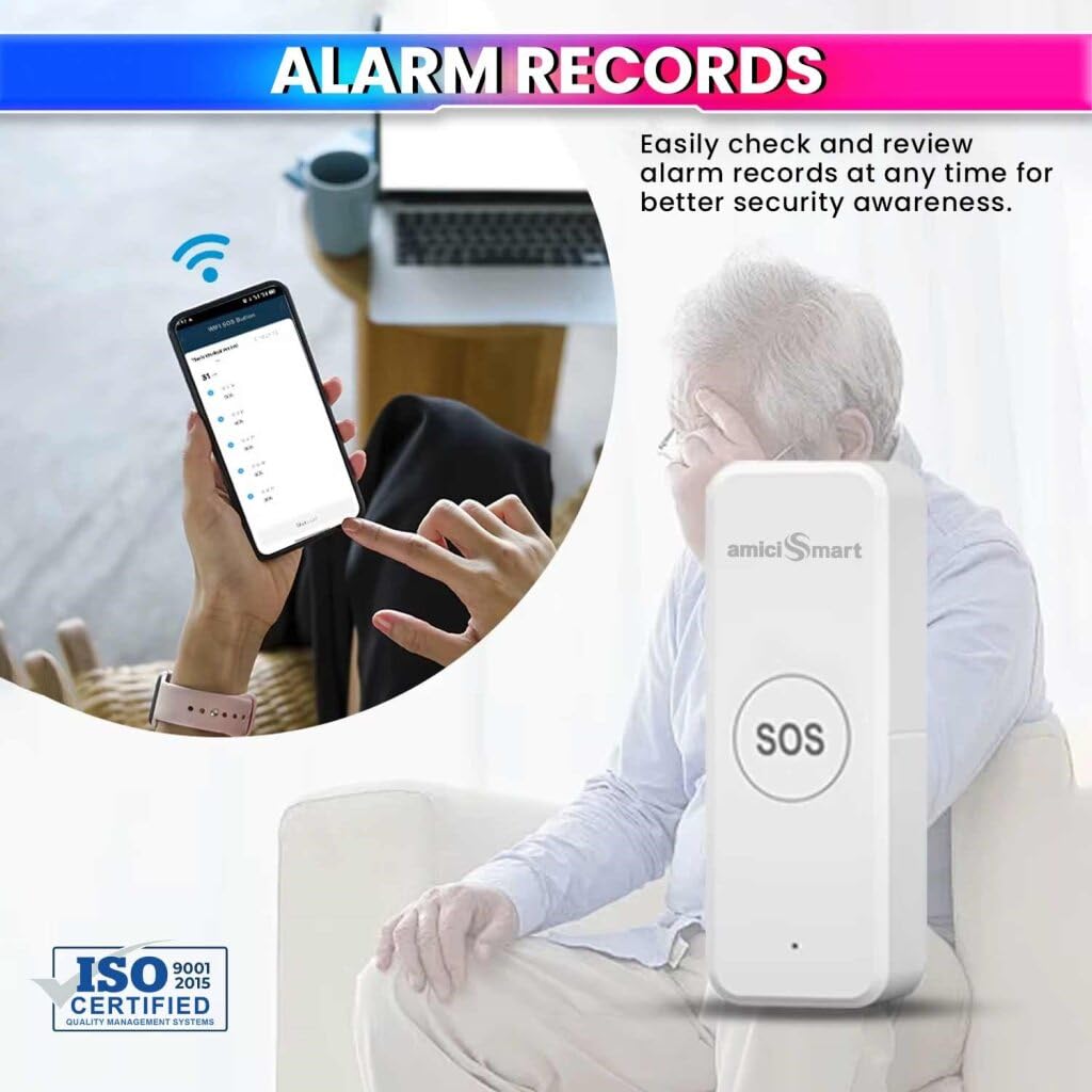 Sos Call Wi-Fi SOS Call Button Wireless Emergency Alert Transmitter One-Touch A ...