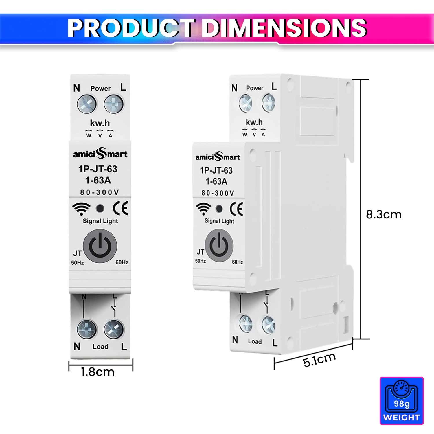 Wi-Fi Smart Timer Switch Energy Monitoring with App Control, Power Scheduling for Electricity Usage amiciKart