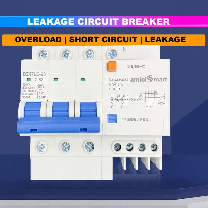 RCCB 63A Circuit Breaker with Leakage & Lightning Protection Prevent Electrical Hazard with Easy Din Rail Mount