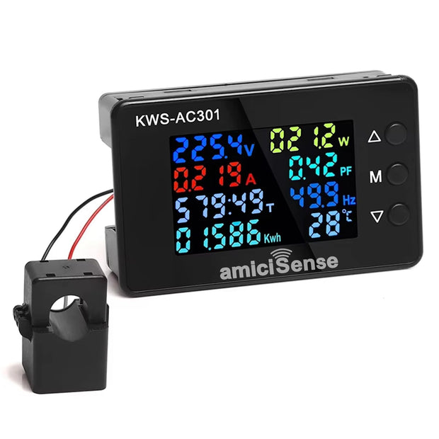8-in-1 Digital Energy Meter with Power Monitoring Device & Colourful Display, 6 Smart Alarm Prompts (22kW) amiciKart