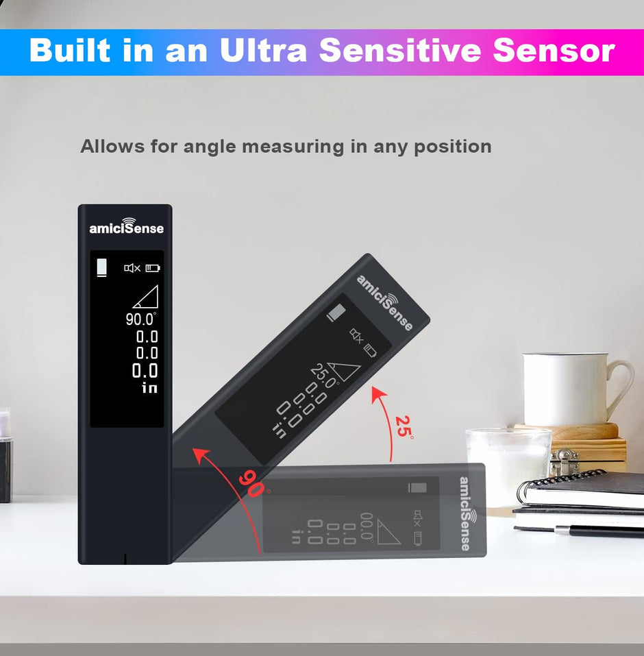 amiciSense Laser Distance Meter with Touch Display - 40m Digital Ruler with Type-C Charging, Multi-Measurement Modes (Area,Length,Volume,Angle,etc.)