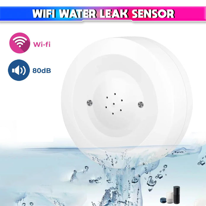 Water Leakage Sensor, WiFi Water Leak Detector with 80dB Loud Alarm and SmartLife Mobile App