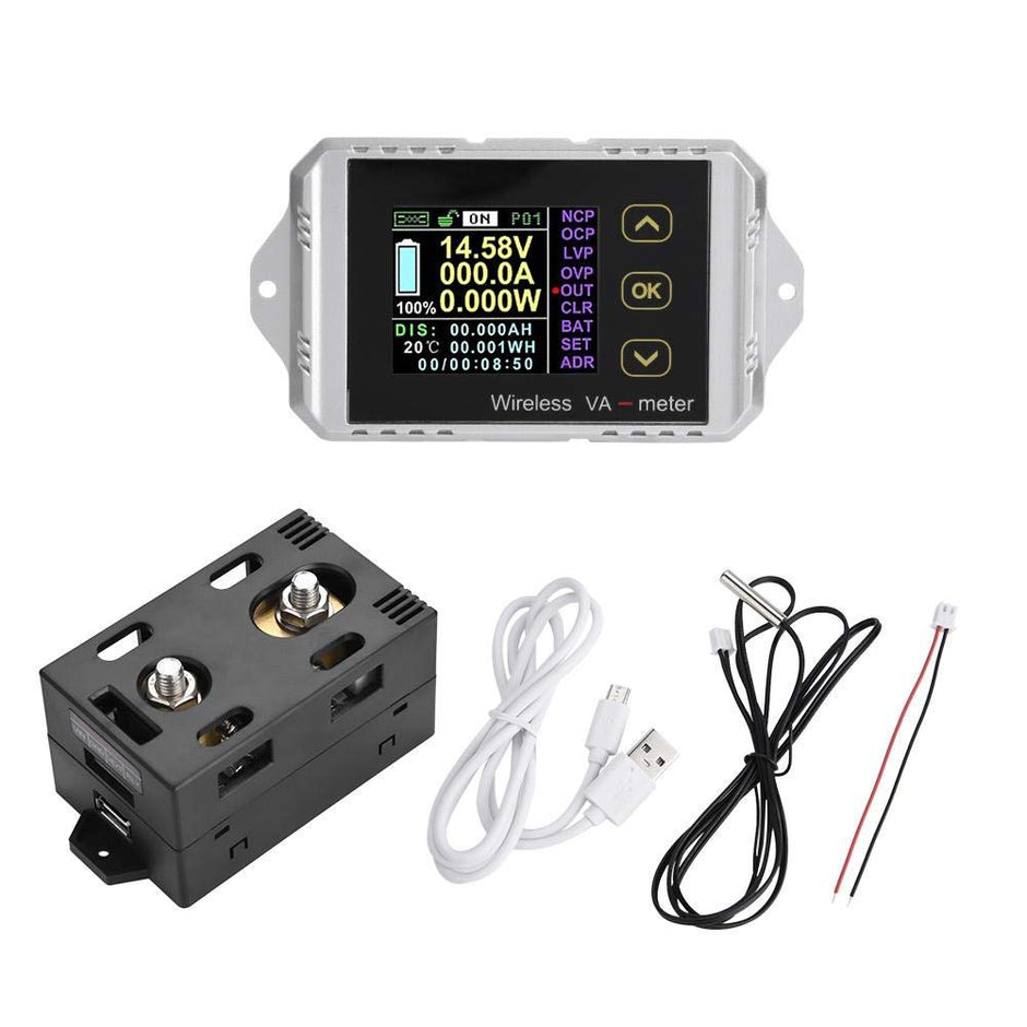 DC 100A 120V Wireless Coulometer, Battery Monitor with Voltage, Current, Power Display amiciKart